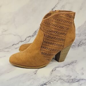 ONE DAY SALE! Qupid Suede Heeled Boots with Stacked Heel